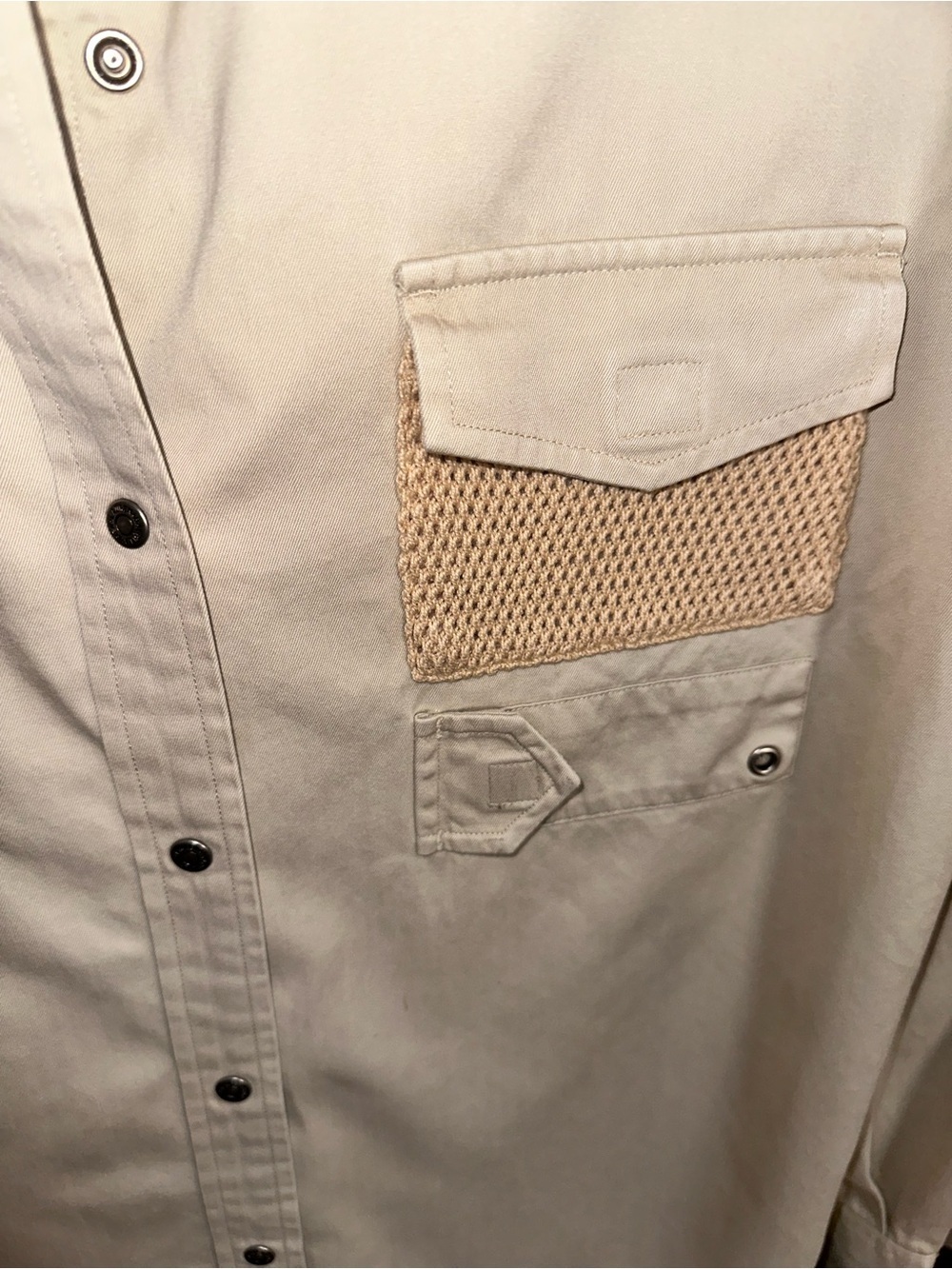Vintage Lauren Ralph Lauren Beige Cotton Utility Safari Shirt Size Medium - Picture 4 of 6
